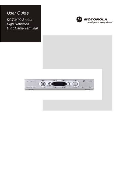 Motorola DCT3400 DVR Cable Terminal User Guide - cover page