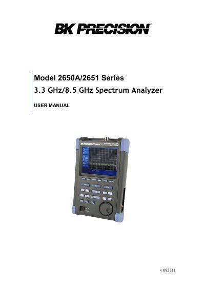 BK Precision 2650A/2651 Series Spectrum Analyzer User Manual