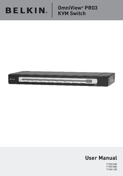 Belkin OmniView PRO3 KVM Switch User Manual - cover page