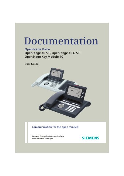 Siemens OpenStage 40 SIP User Guide - cover page