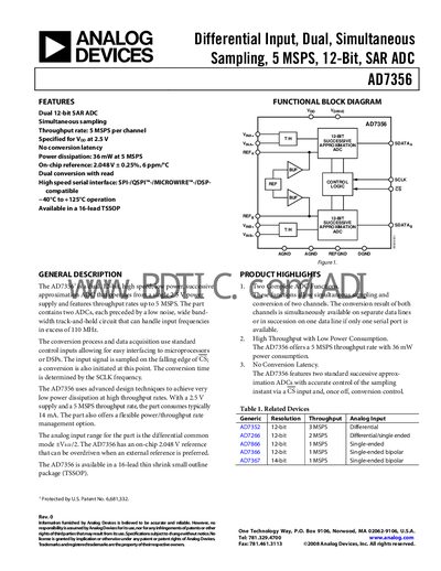 Analog Devices AD7356 Datasheet - cover page