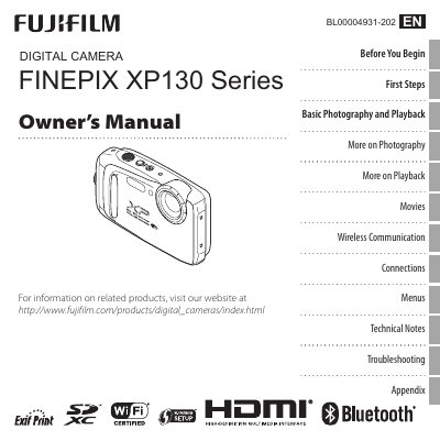 Fujifilm FinePix XP130 Series Digital Camera Owner's Manual - cover page