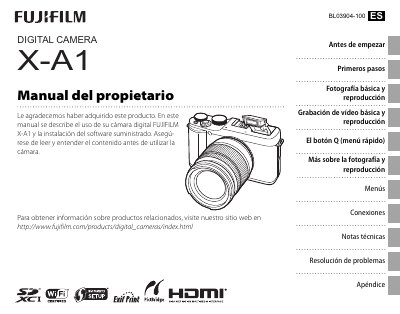 FUJIFILM X-A1 Digital Camera Owner's Manual - cover page