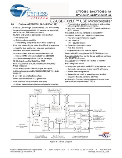 Cypress EZ-USB FX2LP CY7C68013A/CY7C68014A/CY7C68015A/CY7C68016A Handbook - cover page