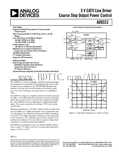 Analog Devices AD8322 Datasheet - cover page