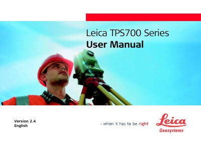 Leica TPS700 Series Total Station User Manual - cover page