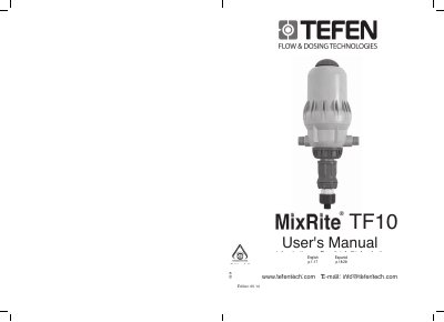 TEFEN MixRite TF 10 Proportioning Dosing Injector User's Manual - cover page