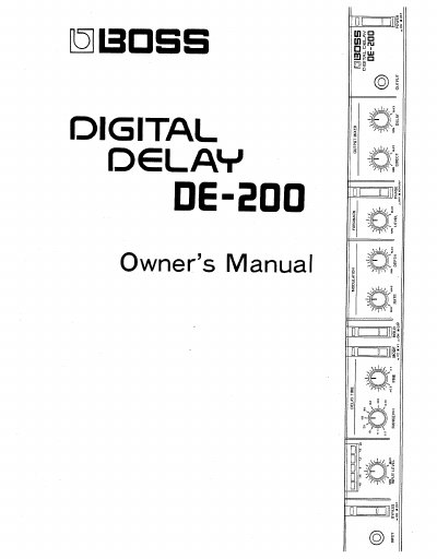 Roland DE-200 Digital Delay Owner's Manual - cover page