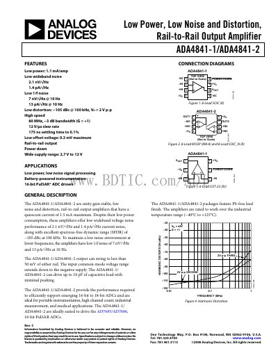 Analog Devices ADA4841-1/ADA4841-2 Amplifier Handbook - cover page