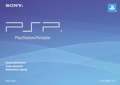 Sony PSP Quick Start Guide - cover page
