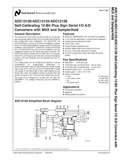 National Semiconductor ADC12130/ADC12132/ADC12138 Datasheet - cover page