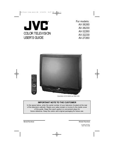 JVC AV-36260 AV-36230 AV-32260 AV-32230 AV-27260 Color Television User's Guide - cover page