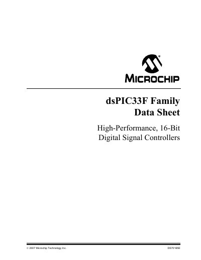 Microchip dsPIC33F Family Datasheet - cover page