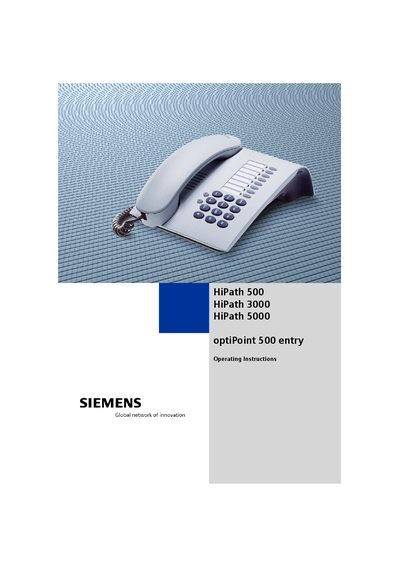 SIEMENS HiPath 500/3000/5000 Manual - cover page