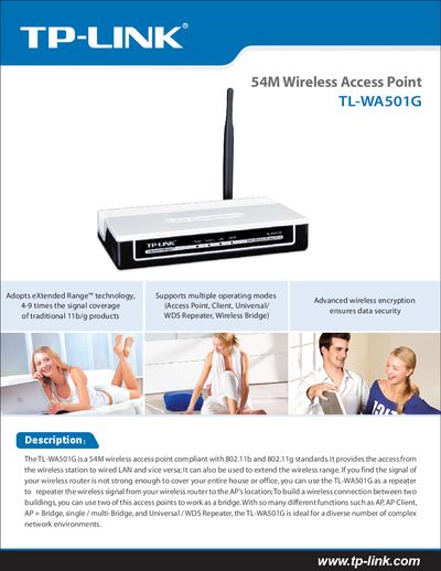 TP-Link TL-WA501G Wireless Access Point User Manual - cover page