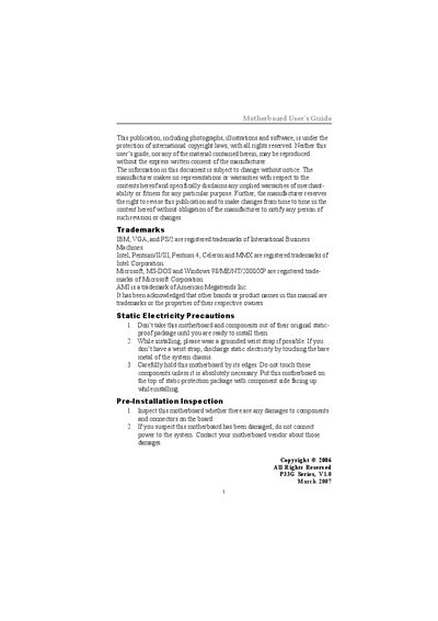 P33G Series Motherboard User Manual - cover page