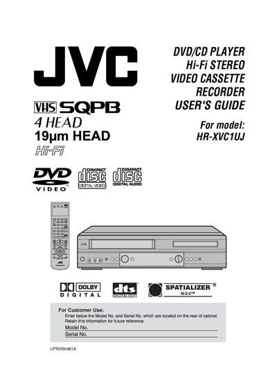 JVC HR-XVC1UJ DVD/CD Player Hi-Fi Stereo Video Cassette Recorder User's Guide - cover page