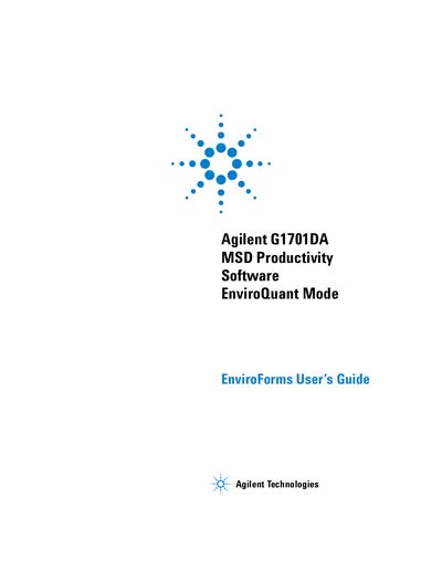 Agilent G1701DA MSD Productivity Software EnviroQuant Mode EnviroForms User's Guide - cover page