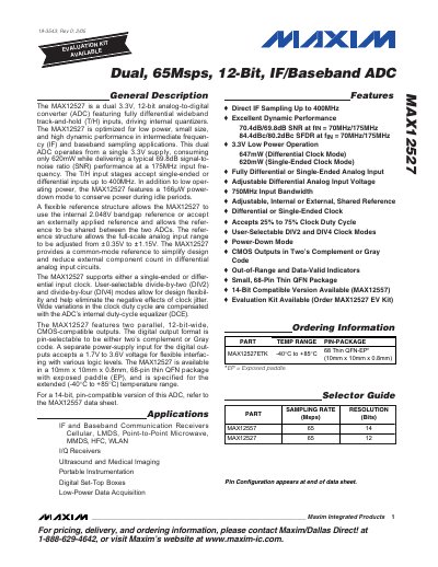 Maxim MAX12527 Dual 12‑Bit ADC Datasheet - cover page