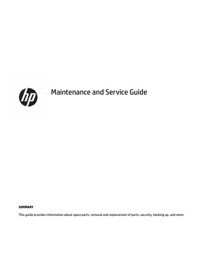 HP Maintenance and Service Guide - cover page