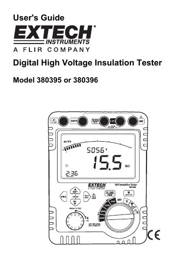 Extech Models 380395/380396 Digital High Voltage Insulation Tester User's Guide - cover page