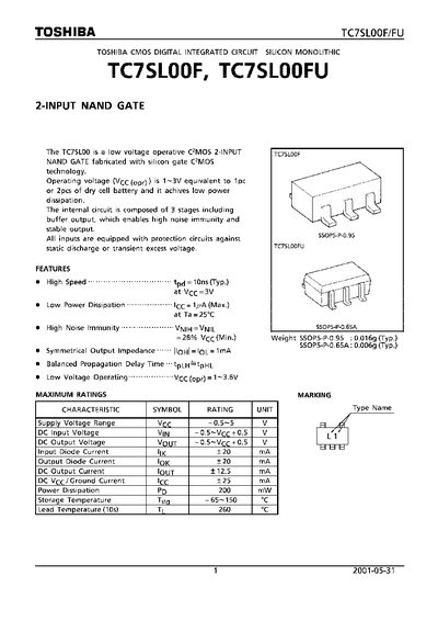 TOSHIBA TC7SL00F/TC7SL00FU Manual(1)(1) - cover page