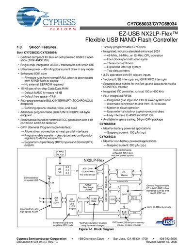Cypress CY7C68033/CY7C68034 EZ-USB NX2LP-Flex Flexible USB NAND Flash Controller User Manual