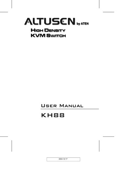 Altusen KH88 KVM Switch User Manual - cover page