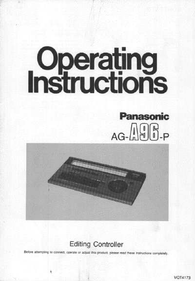 Panasonic AG-A96-P Manual - cover page