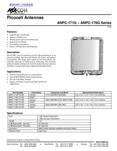 MACOM ANPC-171G–ANPC-176G Series Product Leaflet - cover page