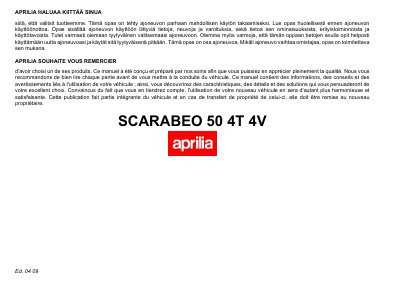 aprilia 854096 Scarabeo 50 4T 4V MY 2009 SF-F Manual - cover page