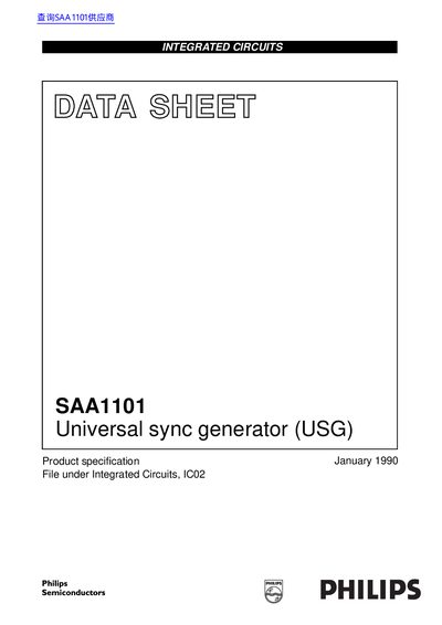 Philips SAA1101 Universal Sync Generator Datasheet - cover page
