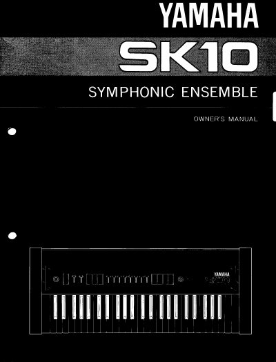 Yamaha SK10 Symphonic Ensemble Owner's Manual - cover page