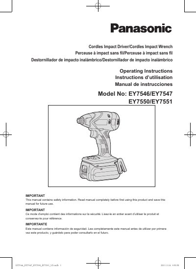 Panasonic EY7546-MUL Manual - cover page