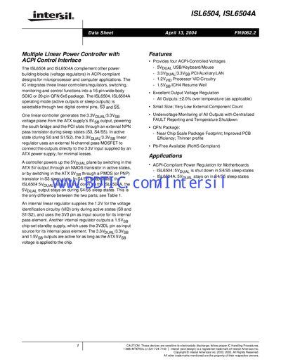 Intersil ISL6504/ISL6504A Datasheet - cover page