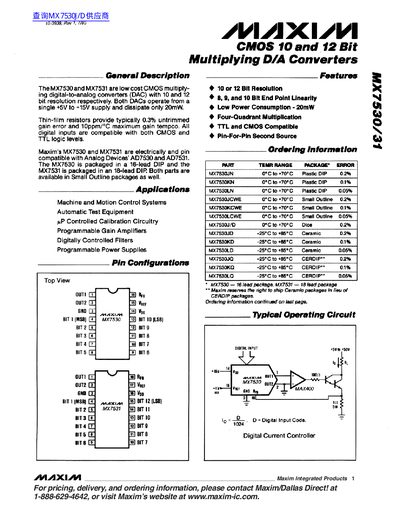 Maxim MX7530/MX7531 Datasheet - cover page