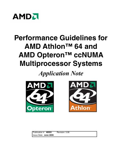 AMD Athlon 64 and Opteron ccNUMA Multiprocessor Systems Performance Guidelines Application Note - cover page