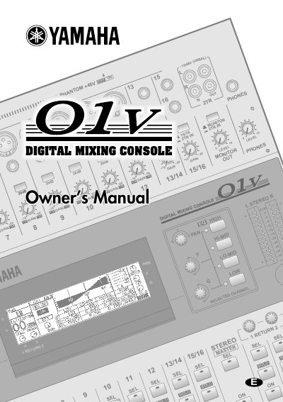 Yamaha 01V Digital Mixing Console Owner's Manual