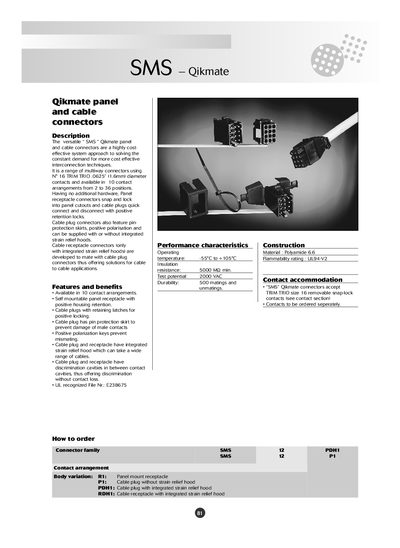 SMS Qikmate Panel Cable Connectors Handbook - cover page