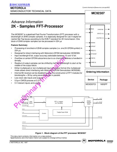 MOTOROLA MC92307 handbook - cover page