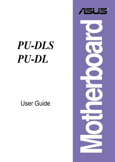 ASUS PU-DLS/PU-DL Motherboard User Guide - cover page