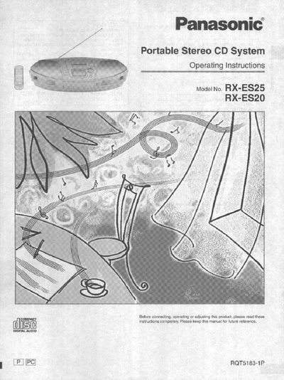 Panasonic RX-ES25/RX-ES20 Portable Stereo CD System Operating Instructions - cover page