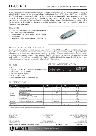 Lascar EL-USB-RT USB Temperature & Humidity Monitor User Manual - cover page