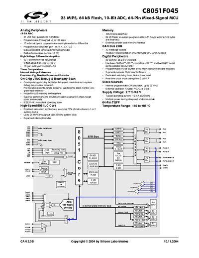 Silicon Laboratories C8051F045 Datasheet - cover page