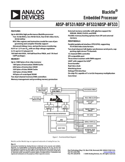 Analog Devices ADSP-BF531/ADSP-BF532/ADSP-BF533 Embedded Processor Handbook - cover page