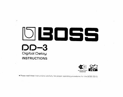 BOSS DD-3 Digital Delay Pedal Instructions - cover page