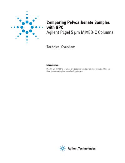 Agilent PLgel 5 um MIXED-C Columns Technical Overview - cover page