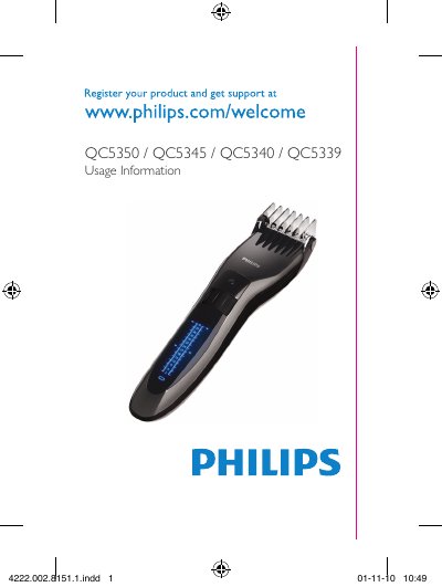 Philips QC5350/QC5345/QC5340/QC5339 User Manual - cover page