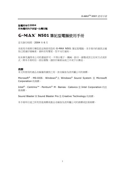G-MAX N501 Laptop User Manual