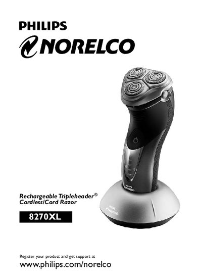 Philips 8270XL Shaver User Manual - cover page
